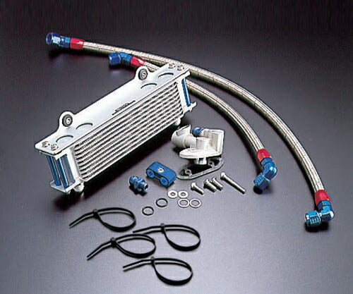 オイルクーラーキット ストレート サーモ対応 シルバー #6 サイド廻し 9インチ13段 GSX1100S -93