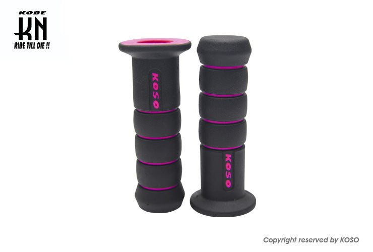 KOSO オーロラデュアルカラーグリップ 22.2mmハンドルバー用 ブラック/ピンク 120mm 汎用