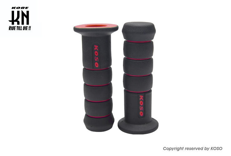 KOSO オーロラデュアルカラーグリップ 22.2mmハンドルバー用 ブラック/レッド 120mm 汎用