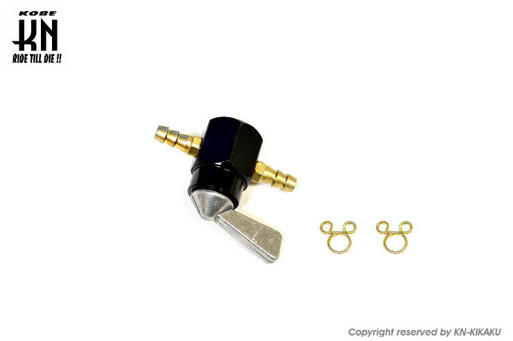 燃料コック ON-OFF 手動レバー式 ブラック ホースジョイント径6mm 汎用
