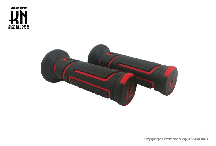 KOSO デュアルカラーグリップ STRONG WIND 22.2mmハンドルバー用 ブラック/レッド 120mm 汎用