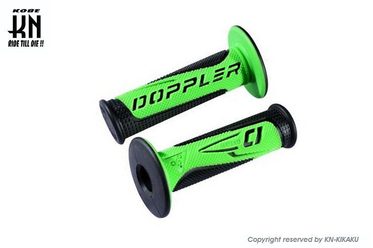 Doppler ハンドルグリップ 非貫通タイプ ブラック/グリーン 120mm 汎用 22.2mmハンドル車専用