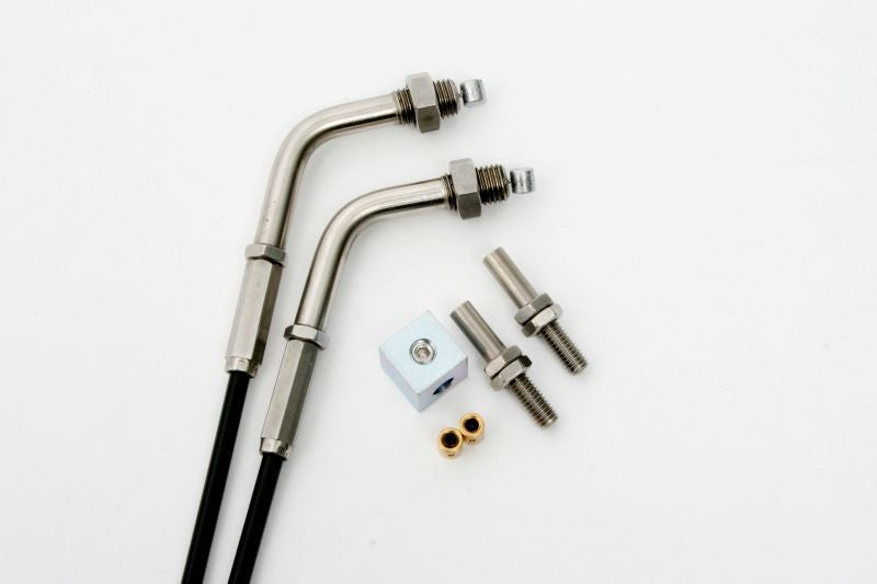 スロットルキットTYPE-1・2・3用 DIYスロットルワイヤー ステンレス金具 アウターブラック 1400mm 2本入