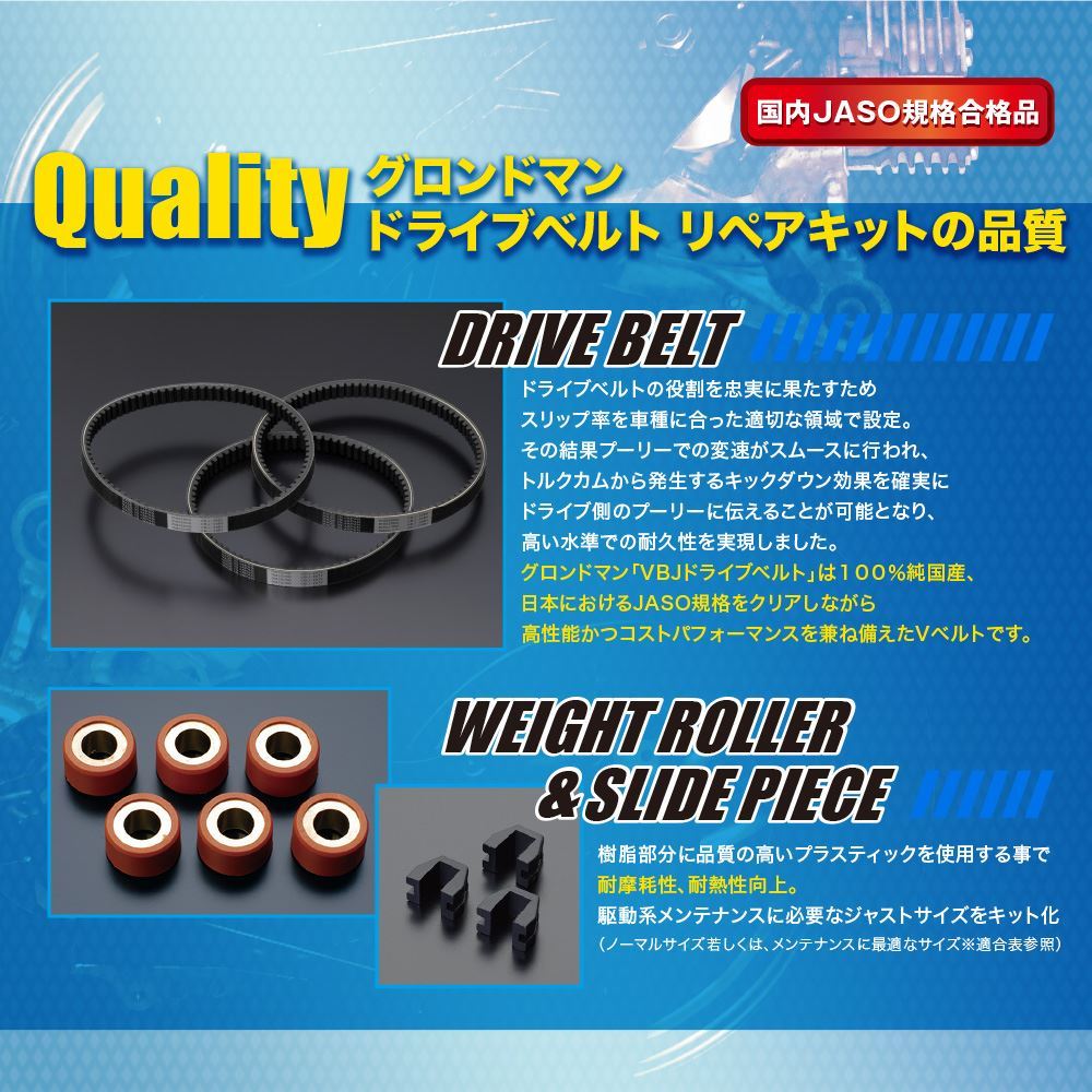 ウエイトローラー/スライドピース/ドライブベルト シグナスX125SR ビーウィズ125