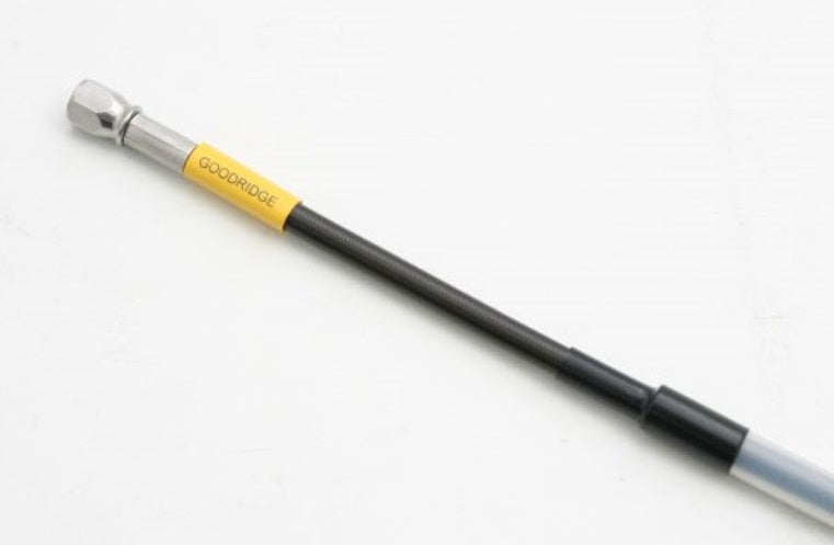 Mesh Brake Hose, Total Hose Length 1285mm, Universal Hose / Smoke Stainless Steel with Guide