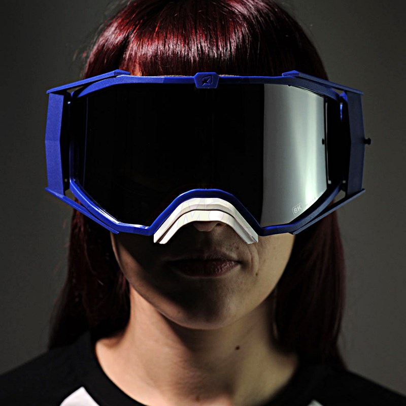 8Kトップゴーグル ユーロフィット ライトスモークミラーシングルレンズ ブルー/ブルー