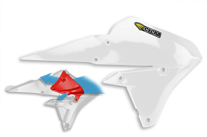 パワーフロー インテークラジエターシュラウド ホワイト YZ250F/YZ450F