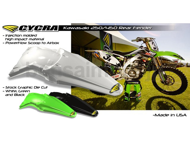 パワーフロー リプレースメント リアフェンダー ブラック KX250F KX450F