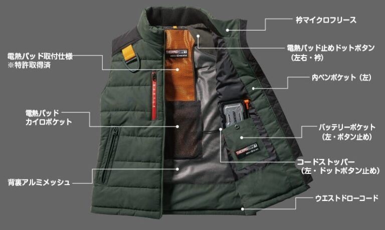 防寒ベスト カーキ