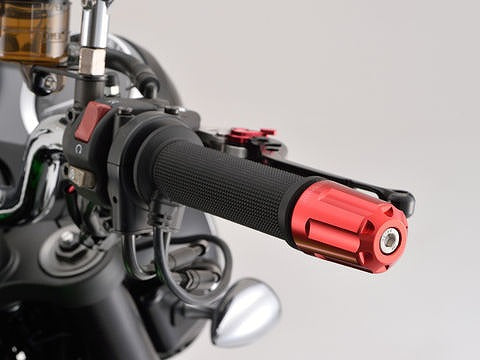 デイトナ 17265 ヘビーウエイトバーエンド リボルバー レッド M8 カワサキ車 M8タイプ ハンドル バーエンド オプションパーツ