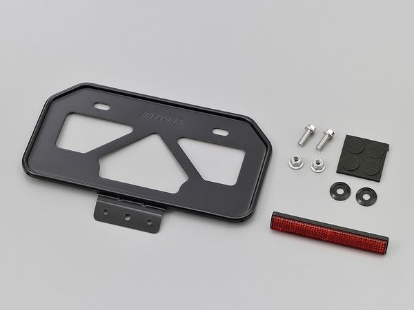 軽量ナンバープレートホルダー 原付用山型 ブラック Mサイズ リフレクター付き ナンバープレート