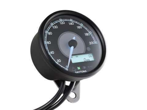 Velona Electric Speedometer & Tachometer, 200km/h, Black Body/White LED, φ80, Universal