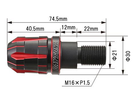 PREMIUM ZONE Handlebar End Plugs TECHNO Red M16 Yamaha