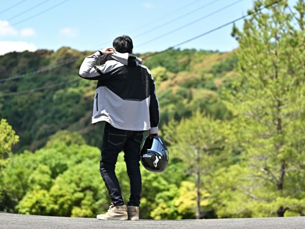 DJ-010 ハーフメッシュパーカー ブラック/グレー S