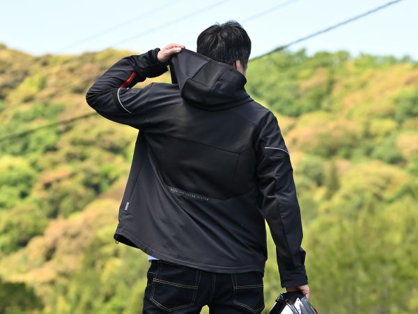 DJ-010 ハーフメッシュパーカー ブラック/レッド 2XL