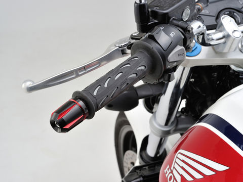 PREMIUM ZONE Bar End Plugs Scratch Type for Honda - Red