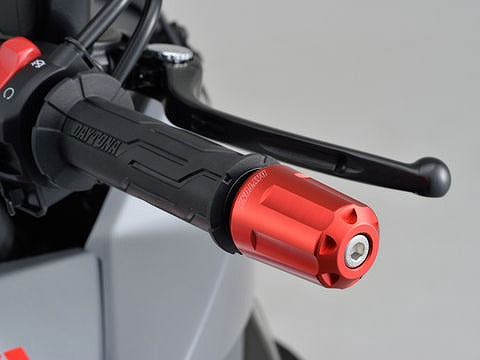 ヘビーウエイトバーエンド リボルバー レッド 汎用ハンドル/スズキ中空ハンドルタイプ 350g φ17~19