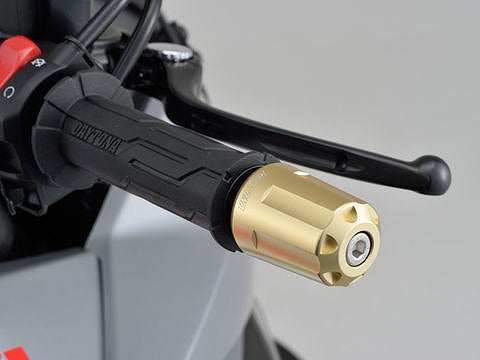 ヘビーウエイトバーエンド リボルバー シャンパンゴールド 汎用ハンドル/スズキ中空ハンドルタイプ 350g φ17~19