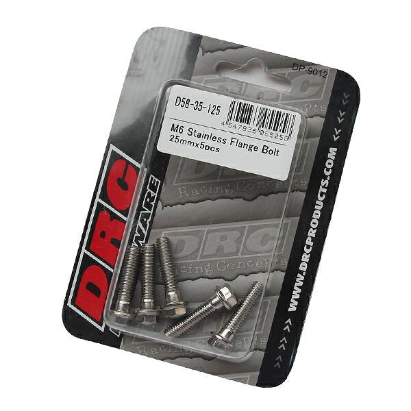 M6 Stainless Steel 25mm Flange Bolts, 5 pieces