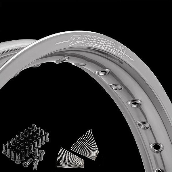 Rim Set Front Silver Rim/Black Nipple XR250R XR500R XR600R