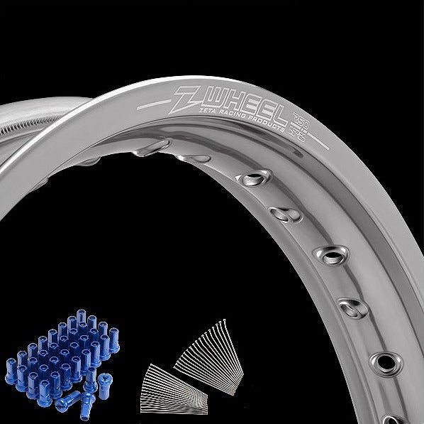 Rim Set Front Silver Rim/Blue Nipple CR125R '88-'91 CR250R '88-'91