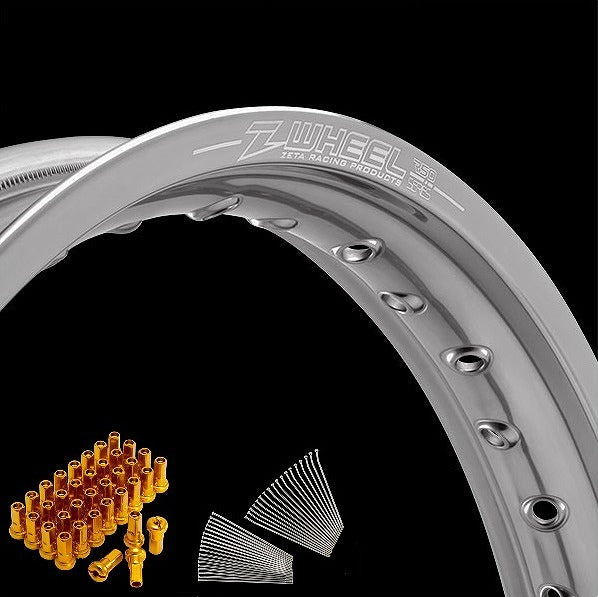 リムセット リア シルバーリム/イエローニップル YZ250F'09~20