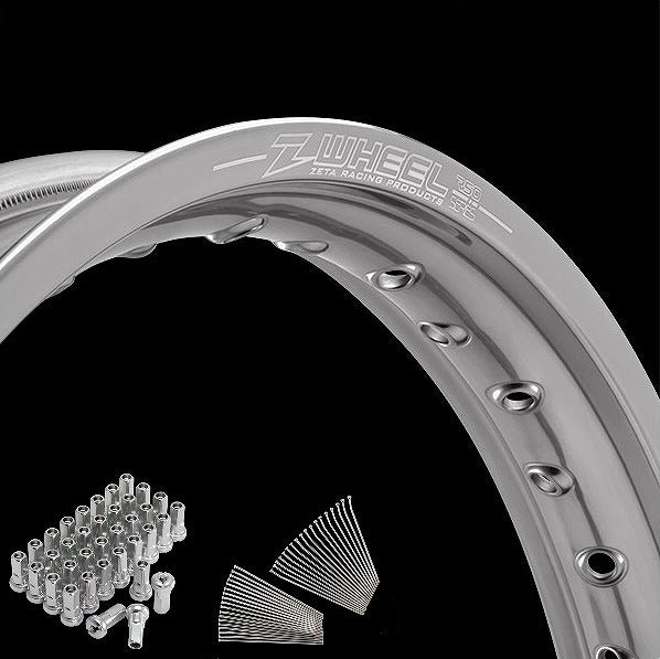 リムセット リア シルバーリム/シルバーニップル YZ125’89~98