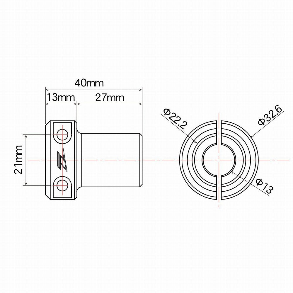 ZETA Conversion Adapter Black φ13mm/φ22.2mm