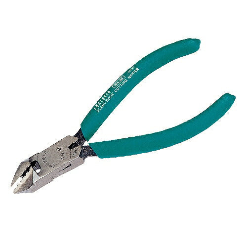 斜ニッパー 穴付 150mm サイズ:159X51mm 材質:S58C 刃部硬度:HRC58±4 切断能力:銅線φ2.6mm ストリップ用穴径:1.2mmφ、1.6mmφ