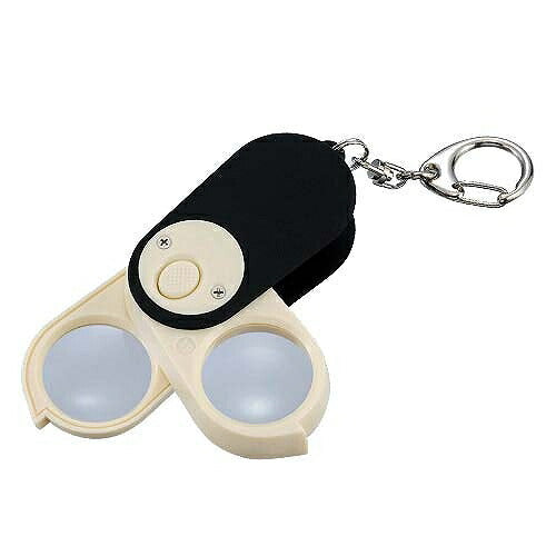 LEDポケットルーペ ルーペ サイズ:60X31X25mm 倍率:4倍、6倍、10倍(2枚重ね時) レンズ径:23mmφ 本体材質:ABS樹脂 レンズ材質:アクリル樹脂 光源:LED高輝度ライトX1