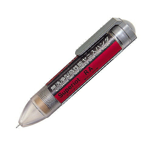 スペリオットRA無洗浄ハンダ 0.6mm サイズ:168X40X24mm 材質:Sn60%、Pb40% 融点:183~190℃ フラックス含有量:2.7%無洗浄FLUX 水溶液抵抗:6X104Ω・cm 絶縁抵抗値:2X1013(常態)、2X1012(加湿後) 線径:0.6mm