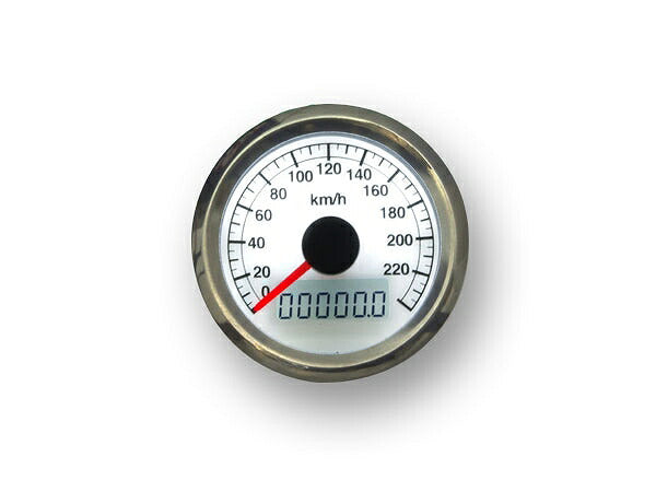 Mechanical Adjustable Speedometer, White Face, Stainless Steel Body