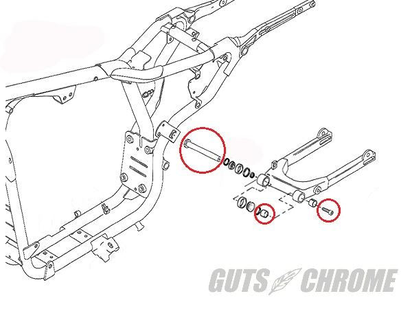 スイングアーム ピボットボルト&ナット ジンク XL883/1200