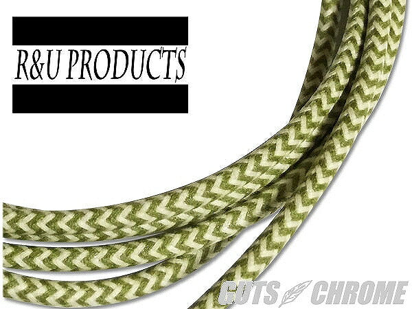 ヘリンボーン クロスカバーワイヤー オリーブ×白◇1m切り売り