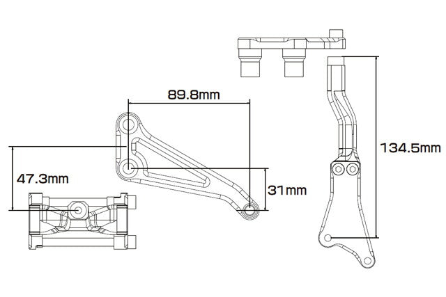 Steering Damper Stay - Black Anodized GROM
