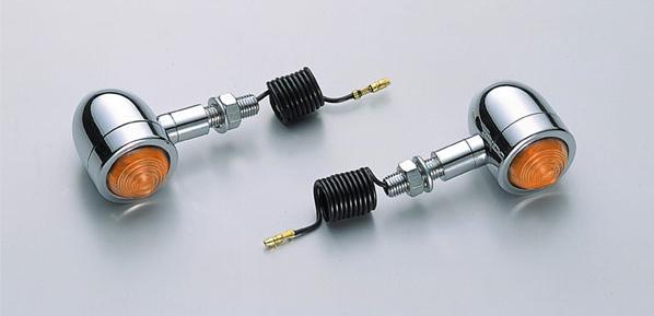 ミニブレットウインカー オレンジレンズ 取付ボルト25mm.12V15W シングル球 2ヶ入 汎用