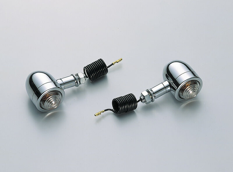 ミニブレットウインカー クリアレンズ 取付ボルト16mm.12V15W シングル球 2ヶ入 汎用