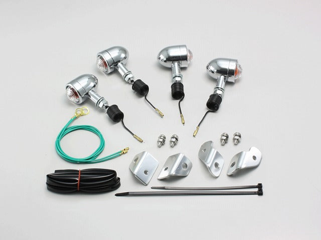 ミニブレットウインカーキット クリアレンズ 12V10W×4個 ズーマー(AF58)