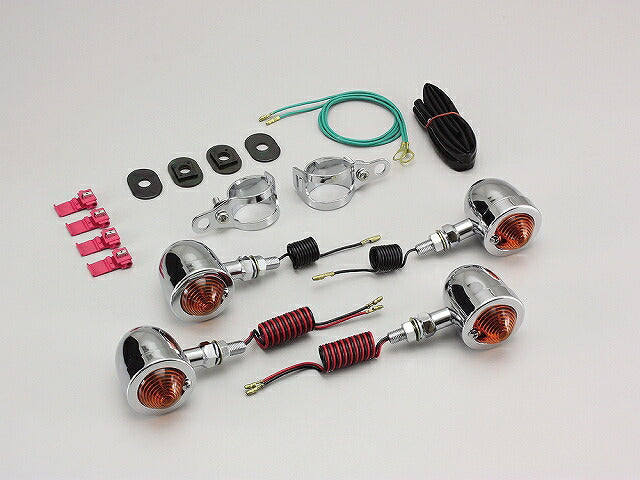 ブレットウインカーキット オレンジレンズ フォークマウント ダブル球/シングル球 各2ヶ入 スティード400/600