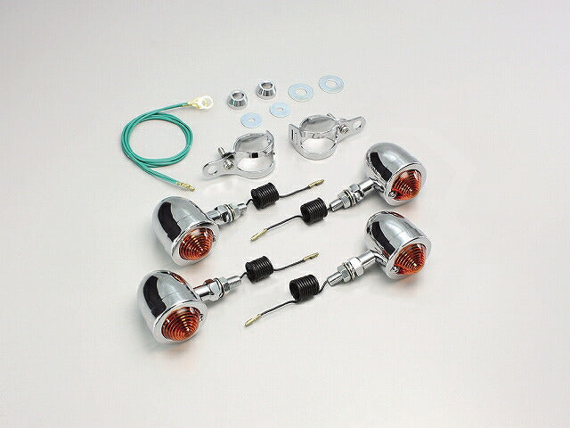 ブレットウインカーキット オレンジレンズ フォークマウント 12V15W球 4ヶ入 エリミネーター250V