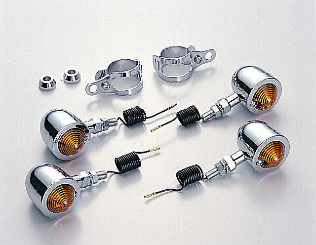 ブレットウインカーキット オレンジレンズ シングル球 12V15W 4ヶ入 ドラッグスター400 クラシック不可