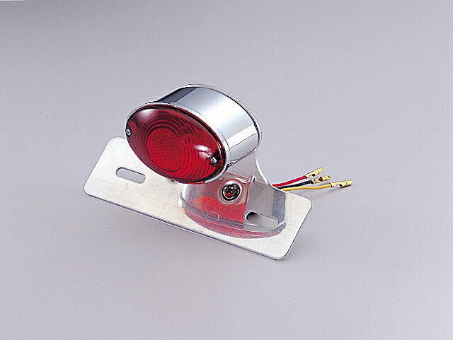 キャッツアイミニ テールランプ クロームメッキ 汎用 アルミナンバープレート台付.12V23/8W球付