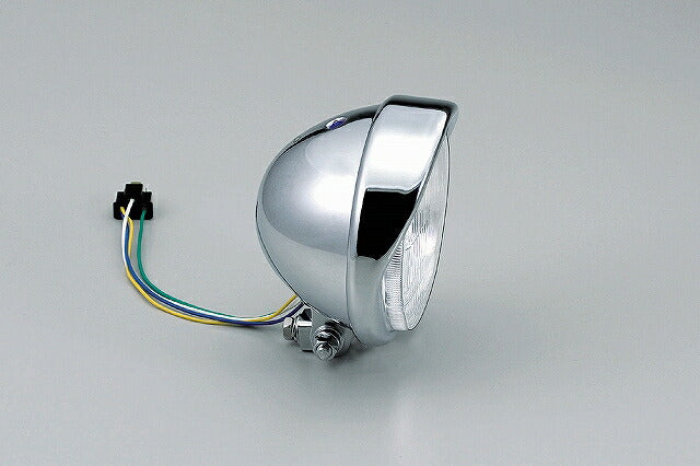5.5ベーツバイザータイプヘッドライト クロームメッキ 5.5インチ H4バルブ12V60/55W 汎用