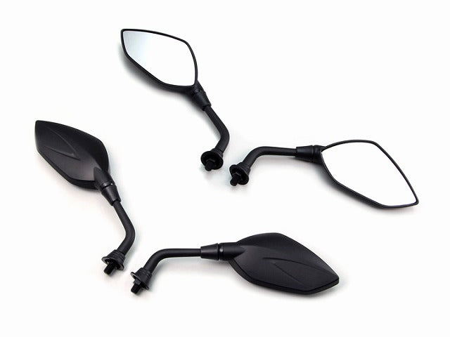 Vブレードミラー ブラック 軽量樹脂ボディ ステー部スチール製 凸面レンズ採用 汎用 左右1セット 取付ネジM10