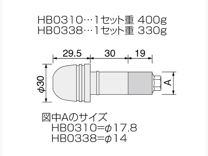 砲弾型ウエイトバランサー クロームメッキ φ30mm 汎用