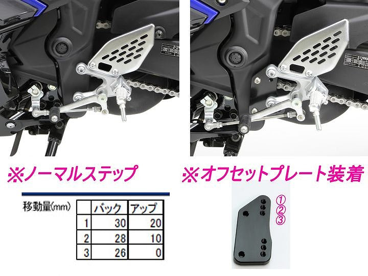 ステップオフセットプレート ブラックアルマイト YZF-R25 YZF-R3 MT-25 MT-03