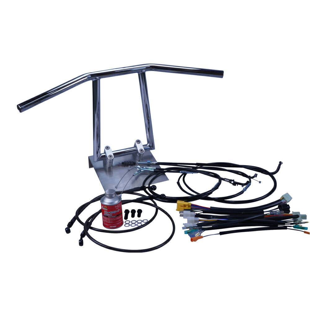 ZRX400/2 04-06年 ZR400E アローハンドル セット メッキ ブラック ワイヤー