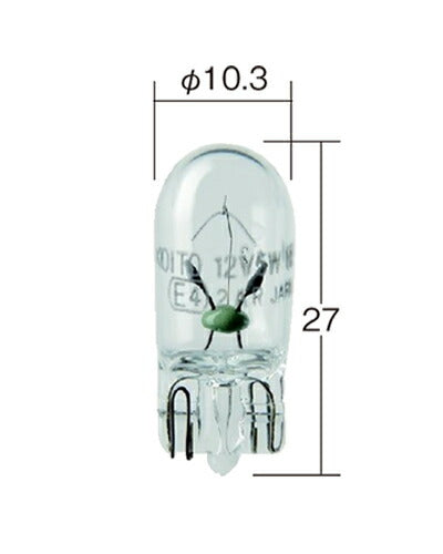 Normal incandescent bulb for meter panel, general use, clear, 24V 5W T10, 1 pc.