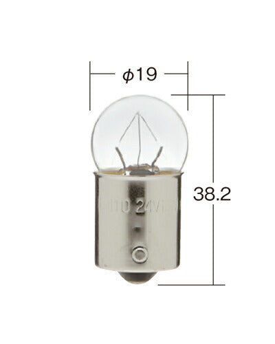 License Plate Light Standard Incandescent Bulb, Vibration Resistant, Clear, 24V 12W G18, 1 pc.