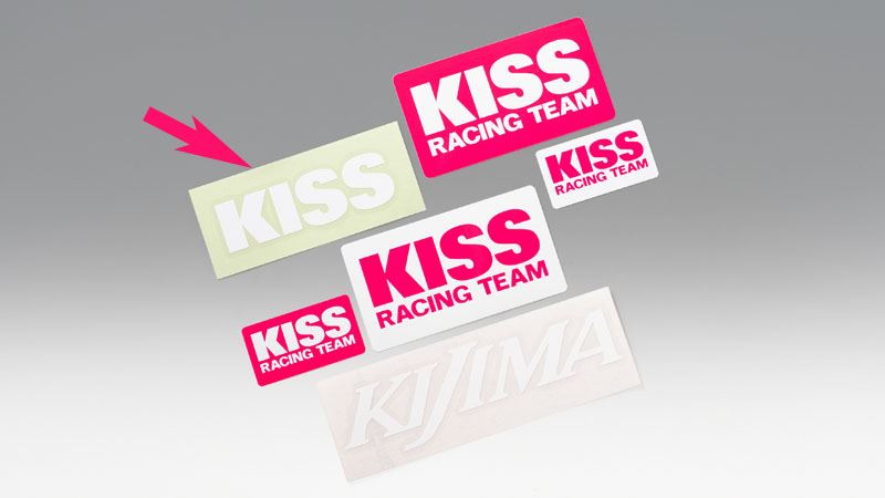 ステッカー KISSロゴ 白抜き文字 M/87×36mm